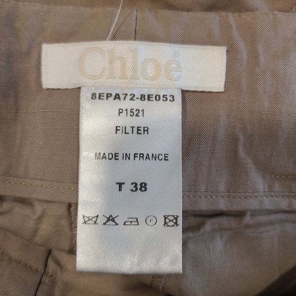 Chloe Tan Linen Blend Straight Leg Cropped Pants - Picture 7 of 7